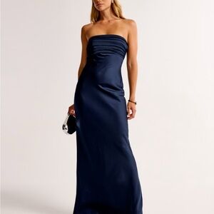 Elegant Strapless Navy Gown